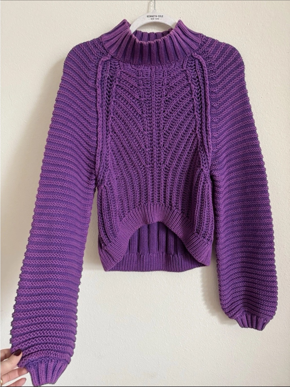 Free People Purple Sweetheart Orchid Chucky Knit Sweater mock Size S